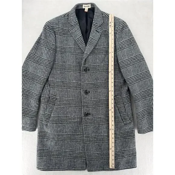 Nordstrom Open Edit Mens Glen Plaid Coat Black White Check Overcoat Large NWOT - Picture 11 of 11